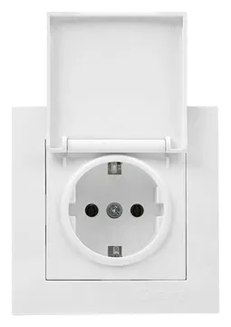 Розетка 1-м СП Валенсия 16А IP44 с заземл. защ. шторки с крышкой бел. PROxima EKF EWV10-124-10