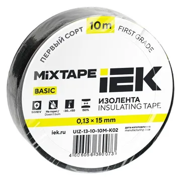 Изолента ПВХ 0.13х15мм (рул.10м) черн. IEK UIZ-13-10-10M-K02
