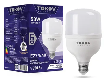 Лампа светодиодная 50Вт HP 4000К Е40/Е27 176-264В TOKOV ELECTRIC TKE-HP-E40/E27-50-4K