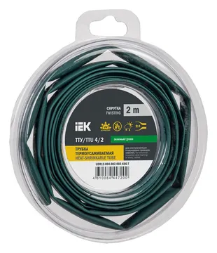 Трубка термоусадочная ТТУ нг-LS 4/2 зел. (уп.2м) IEK UDR12-004-002-002-K06-T