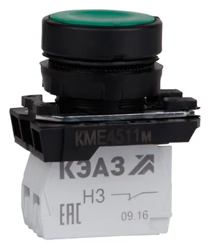 Кнопка КМЕ 4511м 1но+1нз цилиндр IP54 зел. КЭАЗ 248247