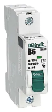 Выключатель автоматический модульный 1п B 6А 6кА ВА-103 DEKraft 12205DEK