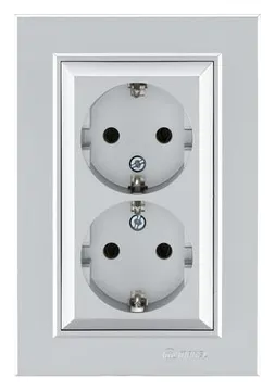 Розетка 2-я с/з СП Karea 16А IP20 серебр. Makel 56065082