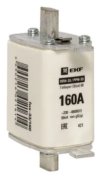 Вставка плавкая ППН-33 160/160А габарит 00 PROxima EKF fus-33/160