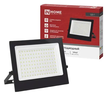 Прожектор светодиодный СДО-7 100Вт 4000К IP65 230В черн. IN HOME 4690612055152