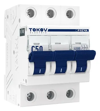 Выключатель автоматический модульный 3п C 50А 4.5кА PRIZMA TOKOV ELECTRIC TKE-PZ45-MCBI-3-50-C