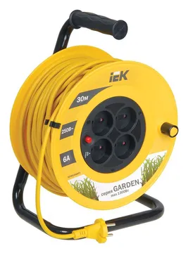 Удлинитель на катушке 4х30м без заземл. 6А IP20 Garden УК30 2х0.75 термозащита IEK WKP23-06-04-30