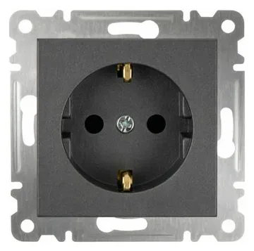 Розетка 1-м СП Karea 16А IP20 с заземл. механизм дым. металлик Makel 57050028