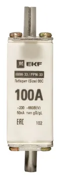 Вставка плавкая ППН-33 100/100А 50кА габарит 00С PROxima EKF fus-33/100