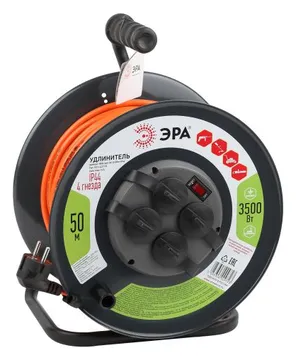 Удлинитель на метал. катушке 4х50м с заземл. 16А IP44 RMx-4es-3х1.5-50m-IP44 ПВС 3х1.5 Эра Б0046852