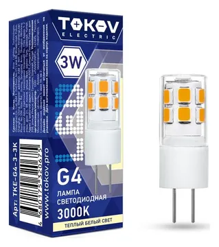 Лампа светодиодная 3Вт Capsule 3000К G4 220-240В TOKOV ELECTRIC TKE-G4-3-3K