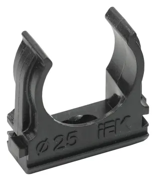 Держатель для труб (клипса) CF25 с защелкой черн. ELASTA IEK CTA10D-CF25-K02-100