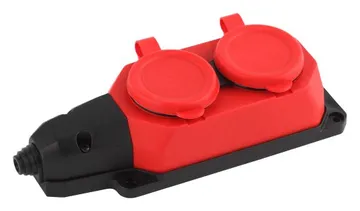 Колодка удлинителя 2-м с заземл. 16А IP44 K-2e-RED-IP44 каучук красн. Эра Б0044551