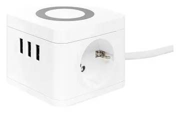 Удлинитель "Куб" 2х1.3м 3USB 2.4А+зарядное устройство 1кв.мм EKF UBA-CUB-3-WC