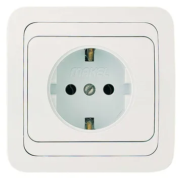Розетка 1-м СП Mimoza 16А IP20 с заземл. пластик. основ. бел./бел. Makel 12028