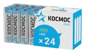 Элемент питания алкалиновый AAA/LR03 пластик. бокс (уп.24шт) КОСМОС KOCLR03_24BOX