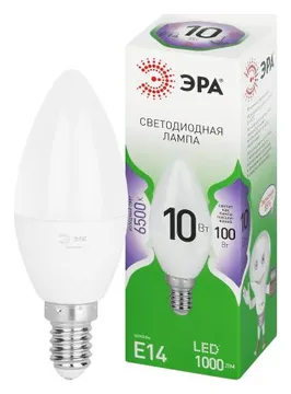 Лампа светодиодная GREEN LINE B35-10W-865-E14 GL 10Вт свеча 6500К свет холод. E14 Эра Б0067095