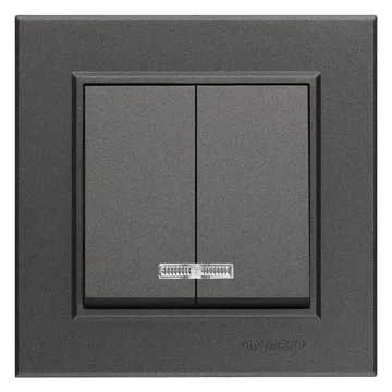 Выключатель 2-кл. СП Karea 10А IP20 дым. металлик с подсветкой Makel 56050023