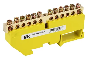 Шина PE "земля" на DIN-изоляторе ШНИ-6х9-12-Д-Ж IEK YNN10-69-12D-K05