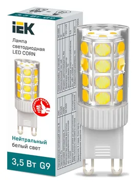 Лампа светодиодная Corn 3.5Вт капсульная 4000К нейтр. бел. G9 230В керамика IEK LLE-Corn-4-230-40-G9