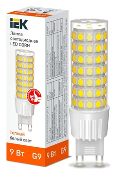 Лампа светодиодная CORN 9Вт капсула 3000К G9 230В керамика IEK LLE-CORN-9-230-30-G9