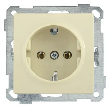 Розетка 1-м СП Bolero РС11-1-0-Б 16А IP20 с заземл. механизм крем. IEK ERB11-K33-16