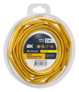 Трубка термоусадочная ТТУ нг-LS 6/3 желт. (уп.2м) IEK UDR12-006-003-002-K05-T