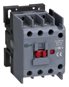 Контактор 25А 230В АС АС3 АС4 1НО+1НЗ КМ-102 DEKraft 21922DEK