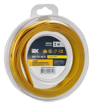 Трубка термоусадочная ТТУ нг-LS 10/5 желт. (уп.2м) IEK UDR12-010-005-002-K05-T
