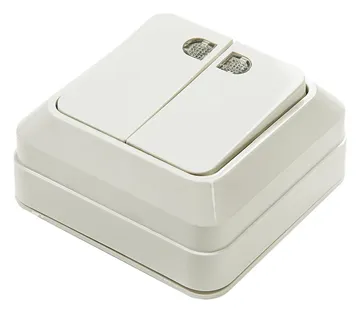 Выключатель 2-кл. ОП Bolleto 10А IP20 7123 накладной с подсветкой бел. ASD / IN HOME 4680005959778