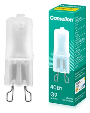 Лампа галогенная 40Вт капсульная матовая G9 3000К 230В Camelion 5556