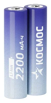 Аккумулятор 18650 Li-ion 2200мА.ч без защиты (уп.2шт) КОСМОС KOC18650Li-ion22US2
