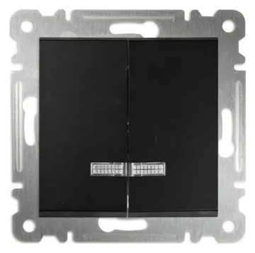 Выключатель 2-кл с подсвет. СП 10А IP20 250В механизм Karea черн. Makel 57054023