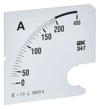 Шкала сменная для амперметра Э47 200/5А-1.5 96х96мм IEK IPA20D-SC-0200