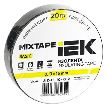 Изолента ПВХ 0.13х15мм (рул.20м) черн. IEK UIZ-13-10-K02