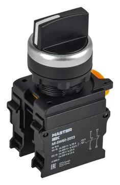 Переключатель 3 полож. 2НО черн. MASTER IEK MI-SW60-20X3-5-24-3-K02