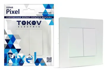 Выключатель 2-кл. СП Pixel 10А IP20 в сборе перламутр. TOKOV ELECTRIC TKE-PX-V2F-C04
