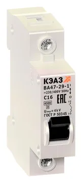 Выключатель автоматический модульный 1п C 32А 4.5кА ВА47-29-1C32-УХЛ3 КЭАЗ 141556