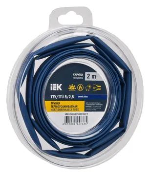 Трубка термоусадочная ТТУ нг-LS 5/2.5 син. (уп.2м) IEK UDR12-005-D25-002-K07-T