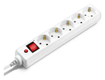 Удлинитель с сетевым фильтром 5х1.8м с заземл. 10А IP20 500SH-1.8-W 2.2кВт CCA бел. BURO 992284