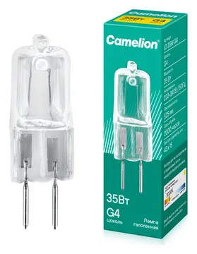 Лампа галогенная JD 35Вт капсула G4 3000К 230В Camelion 10406