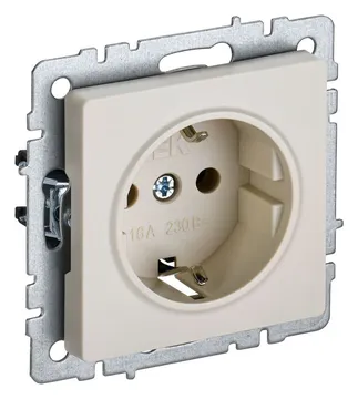 Розетка BRITE РС14-1-0-БрКр 16А с заземл. защ. шторки механизм беж. IEK BR-R14-16-K10