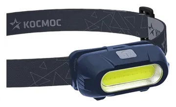 Фонарь аккумуляторный налобный 3Вт COB LED съемный Li-ion 18650 800мА.ч корпус ABS-пластик USB-шнур type C регулируемый эласт. ремешок КОСМОС KOC514Lit