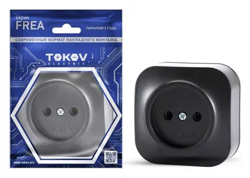 Розетка 1-м ОП Frea 16А IP20 250В без заземл. АБС-пластик карбон TOKOV ELECTRIC TKE-FR-R1-C14
