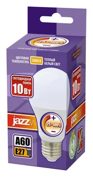 Лампа светодиодная PLED-DIM 10Вт A60 грушевидная 3000К тепл. бел. E27 820лм 220-240В диммир. JazzWay 1028839
