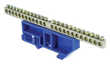 Шина нулевая N 6х9 24 отверст. цинк син. изолятор на DIN-рейку PROxima EKF sn1-63-24-d