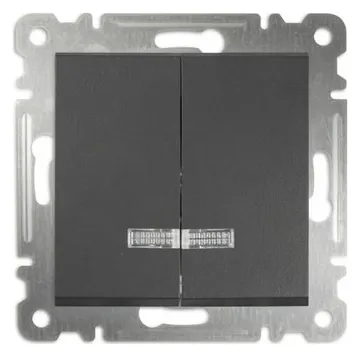 Выключатель 2-кл. СП Karea 10А IP20 с подсветкой механизм дым. металлик Makel 57050023