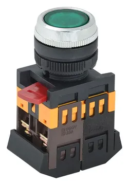 Кнопка ABLFS-22 d22мм 1НО+1НЗ 240В неон зел. GENERICA BBT30-ABLFS-K06