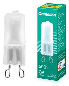 Лампа галогенная 60Вт капсульная матовая G9 3000К 230В Camelion 5557