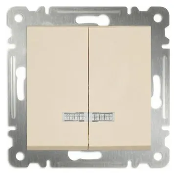 Выключатель 2-кл. СП Karea 10А IP20 с подсветкой механизм крем. Makel 57010023